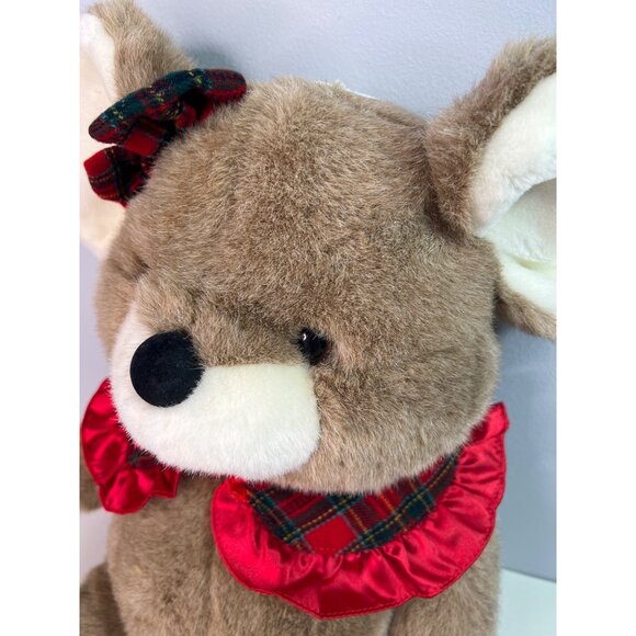 Vintage 1996 Walmart Holiday Mouse Tartan Bow Collar Plush Brown Stuffed Animal - Picture 2 of 12